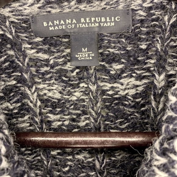 Banana Republic Sweater Vest Fringe Trim Wool/Alpaca/Acrylic Navy/ Gray - Picture 12 of 13